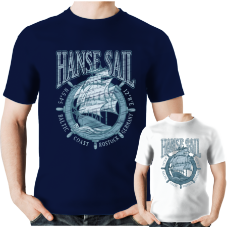 T-Shirt #430 - Hanse Sail Rostock Segelschiff-Steuerrad - XS bis 6XL